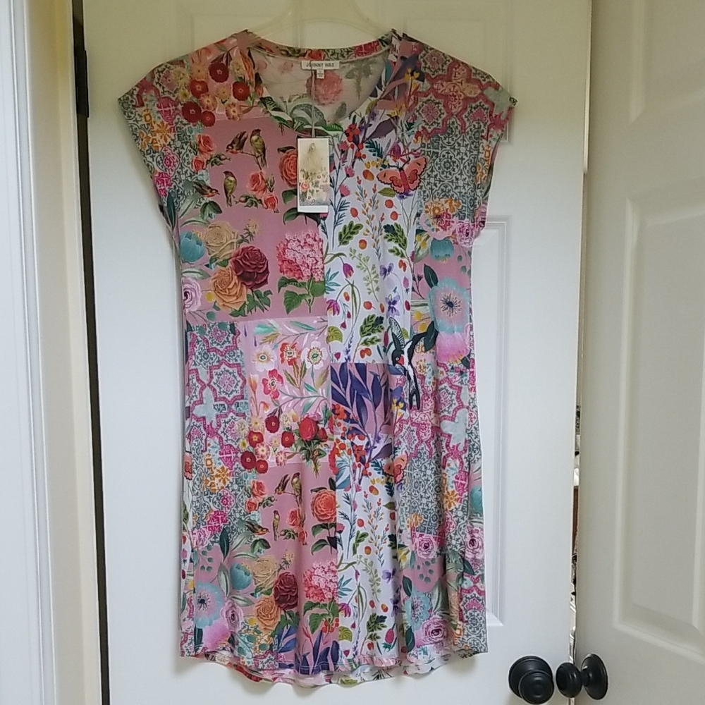 Johnny Was Filomena Cap Sleeve Floral Print Dress